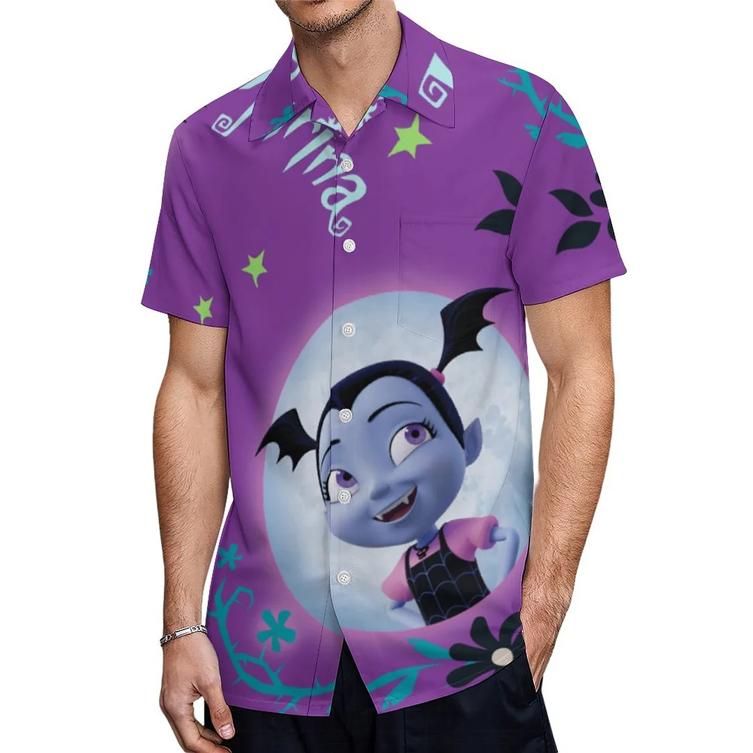 Short Sleeve Disney Vampirina Vee Gothic Hawaiian Shirt Mens Button Down Plus Size Tropical Hawaii Beach Shirts