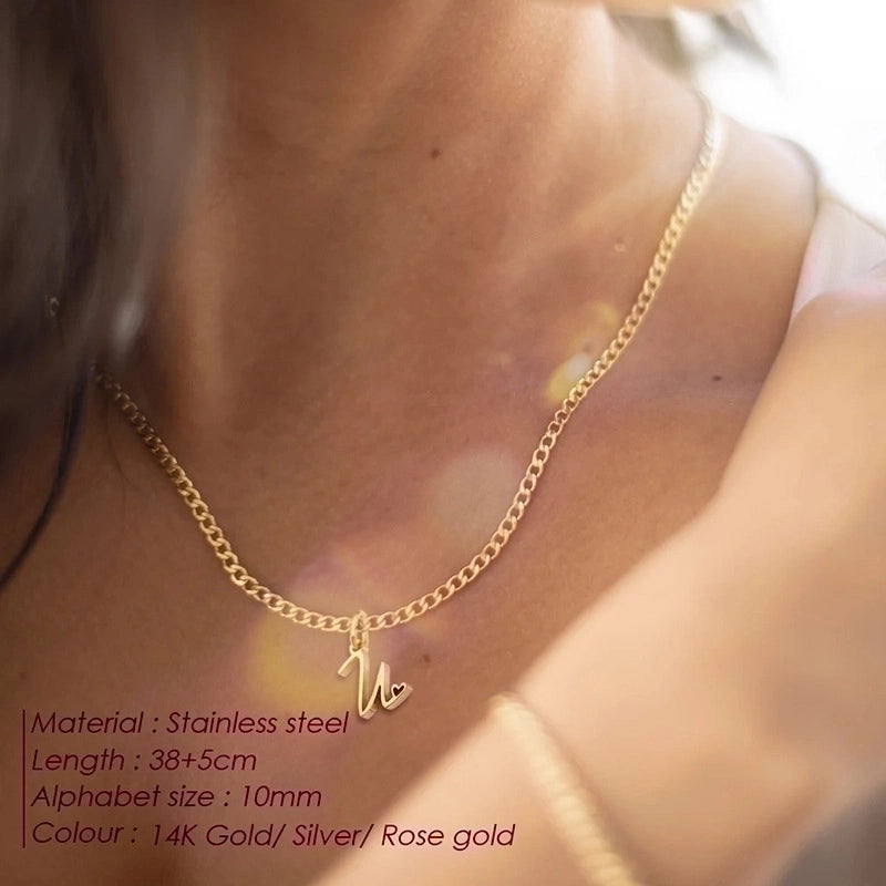 Stainless Steel Minimalist Plating Letter Solid Color Pendant Necklace