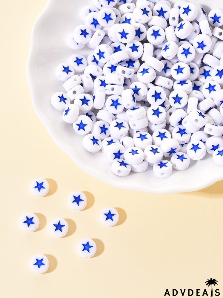 5packs Star Pattern Bead & 1roll Elastic Thread