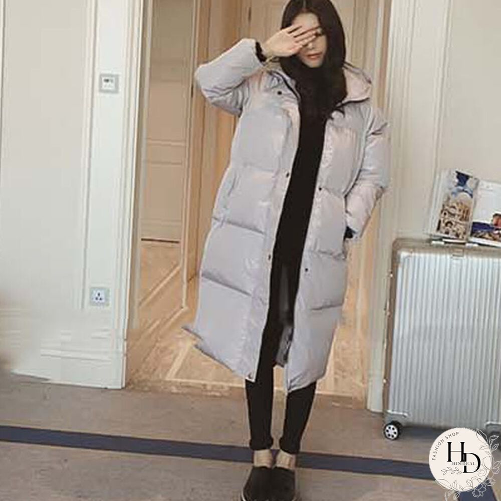 Women Loose Puffer Long Coat Parka Jacket Hooded Oversized Winter Outerwear