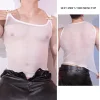 Men's Top Mesh Thin Hollow Sexy High Stretch Body Shaping Pure Skin-Friendly Breathable Lingerie Nylon Vest See Through