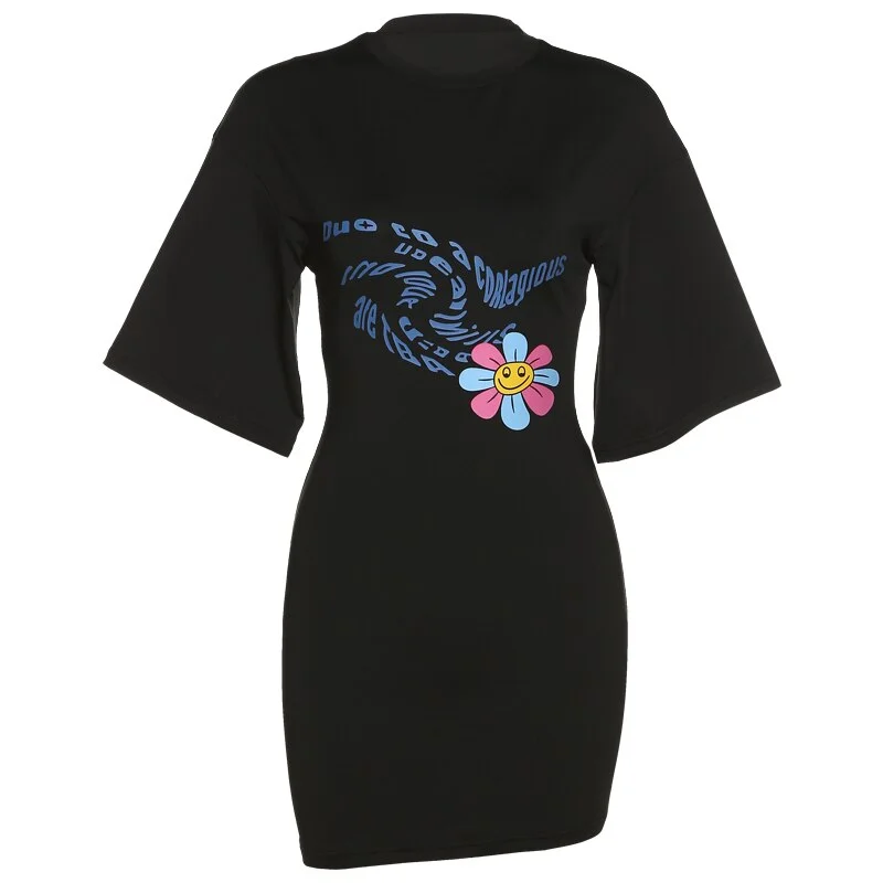 Nibber платье женское Womens Digital Print Dress Flying short Sleeve Tunic Mini Dress на новый год 2022 Female Casual Streetwear