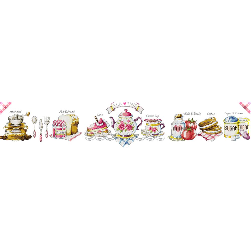 

Afternoon Tea Time - 14CT Stamped Cross Stitch - 95*21cm, 501 Original