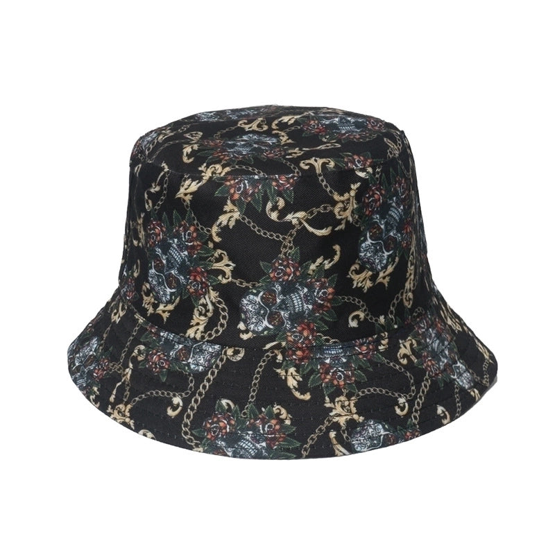 Unisex Minimalist Skull Sewing Flat Eaves Bucket Hat