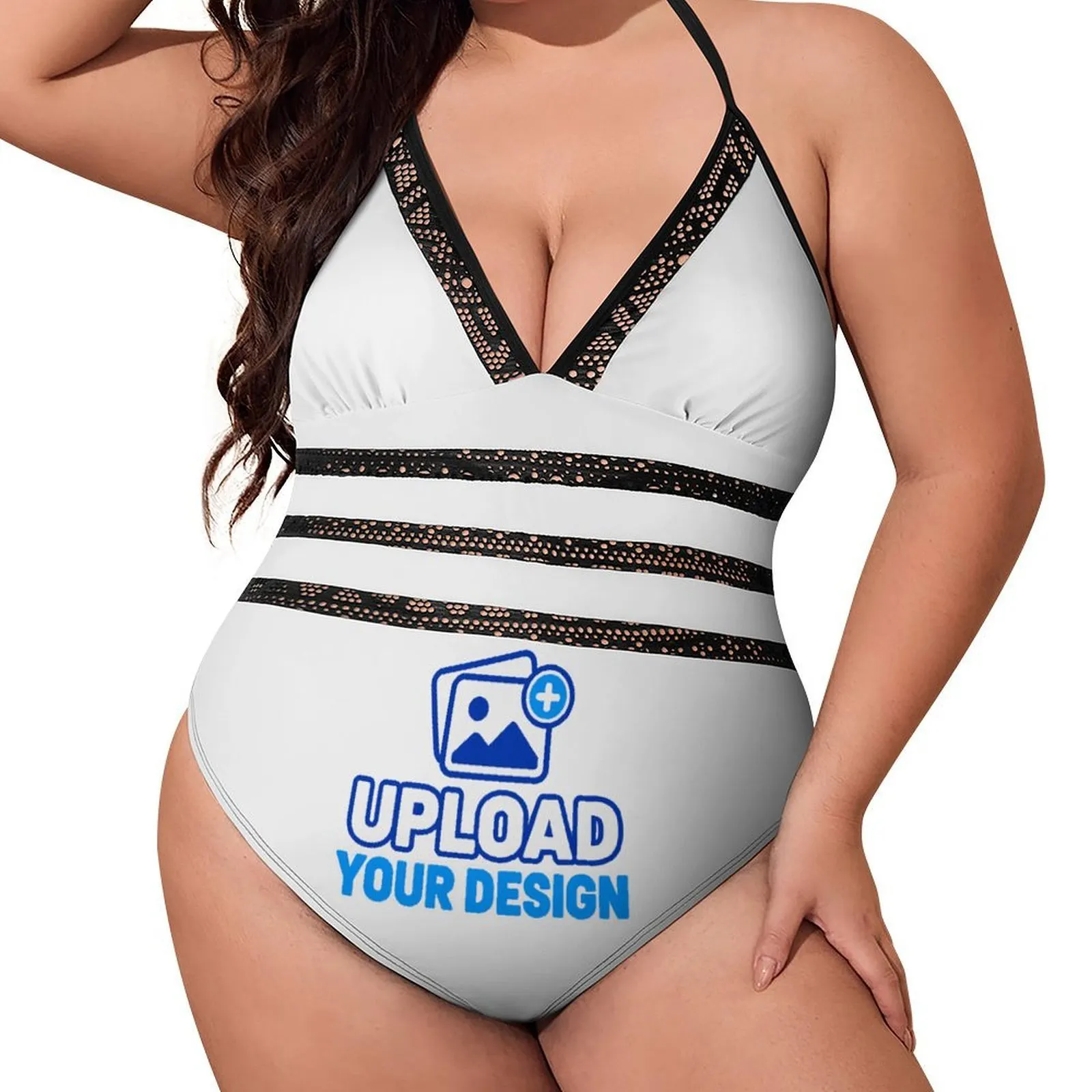 Plus-Size Tie-Front One-Piece Swimsuit &ndash; personalized print product image 8