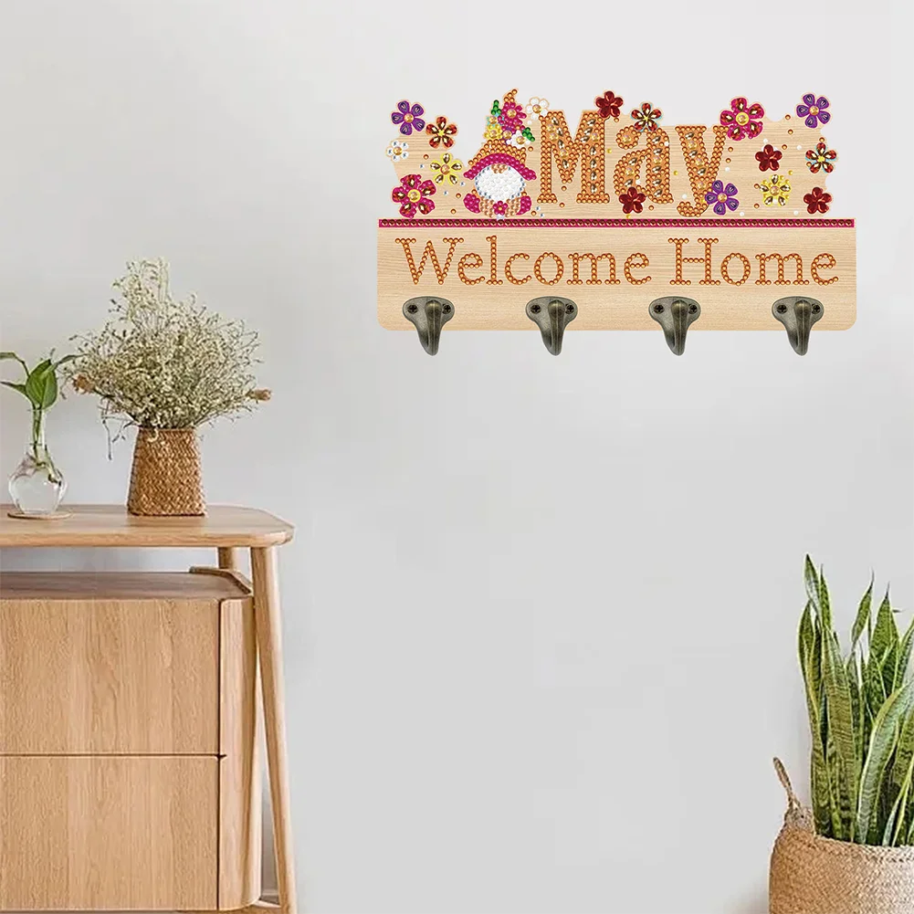 DIY Wooden Calendar May DIY Diamond Art Craft Wall Hooks for Beginners Adults