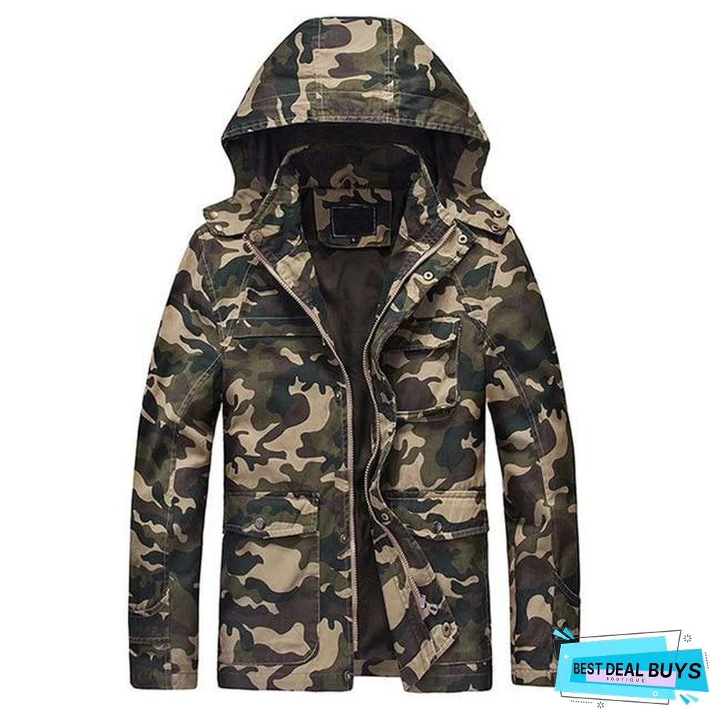 Men Camouflage Thick Casual Outerwear Windbreakers Army Tactical Military Jackets