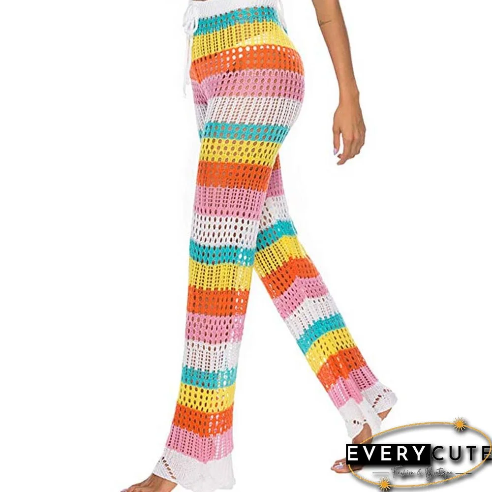 Multicolor Crochet Wide Leg Beach Pants