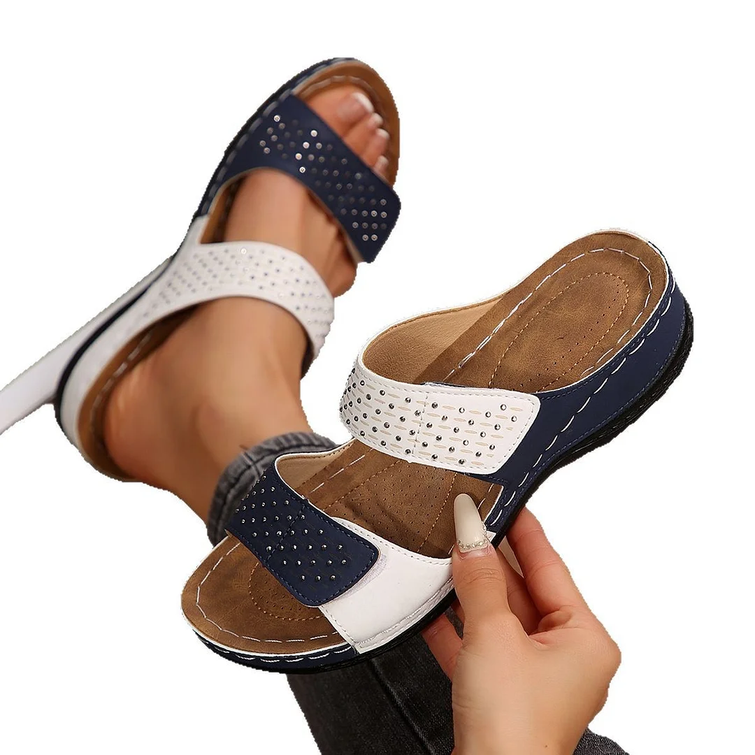 Breakj Breakj Summer Women Thick Bottom Slippers Large-Size Thick-Sed Fish Mouth Slippers Outside Wearing Beach Shoes