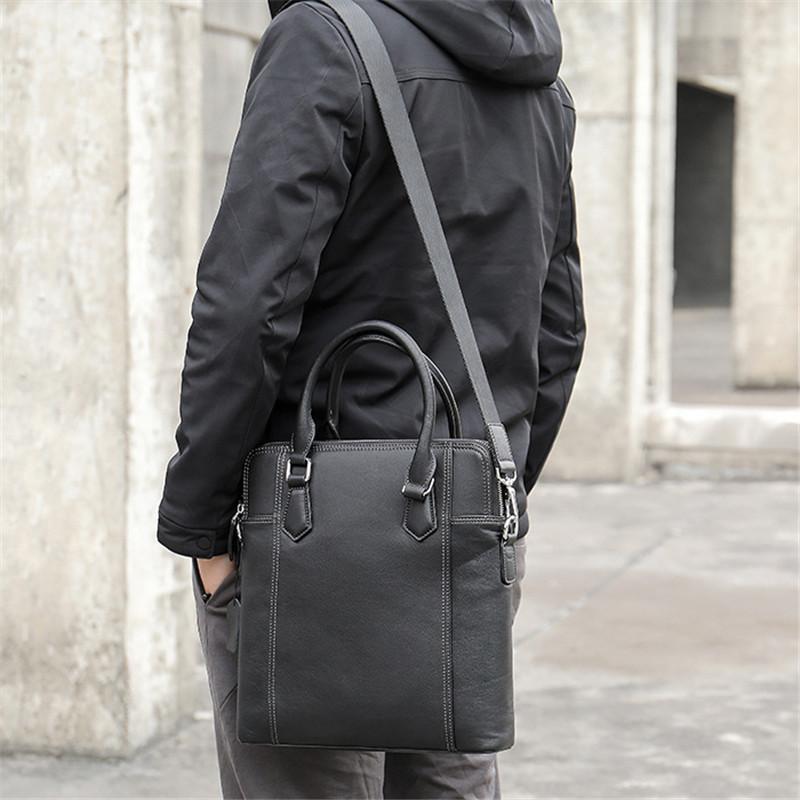 Mens Classic  Business 14 Inch Laptop Briefcase Leather Shoulder Packs
