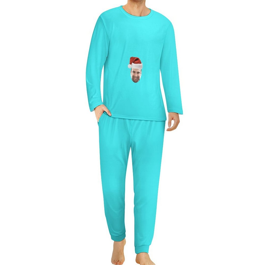 Custom Photo Santa Hat Pajama Set for Men