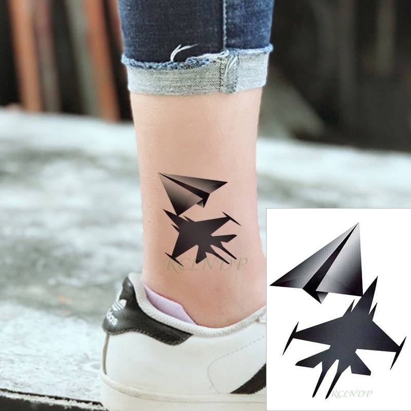 Waterproof Temporary Tattoo Sticker paper aircraft black fake tatto flash tatoo hand leg arm back tattoos for kid men women