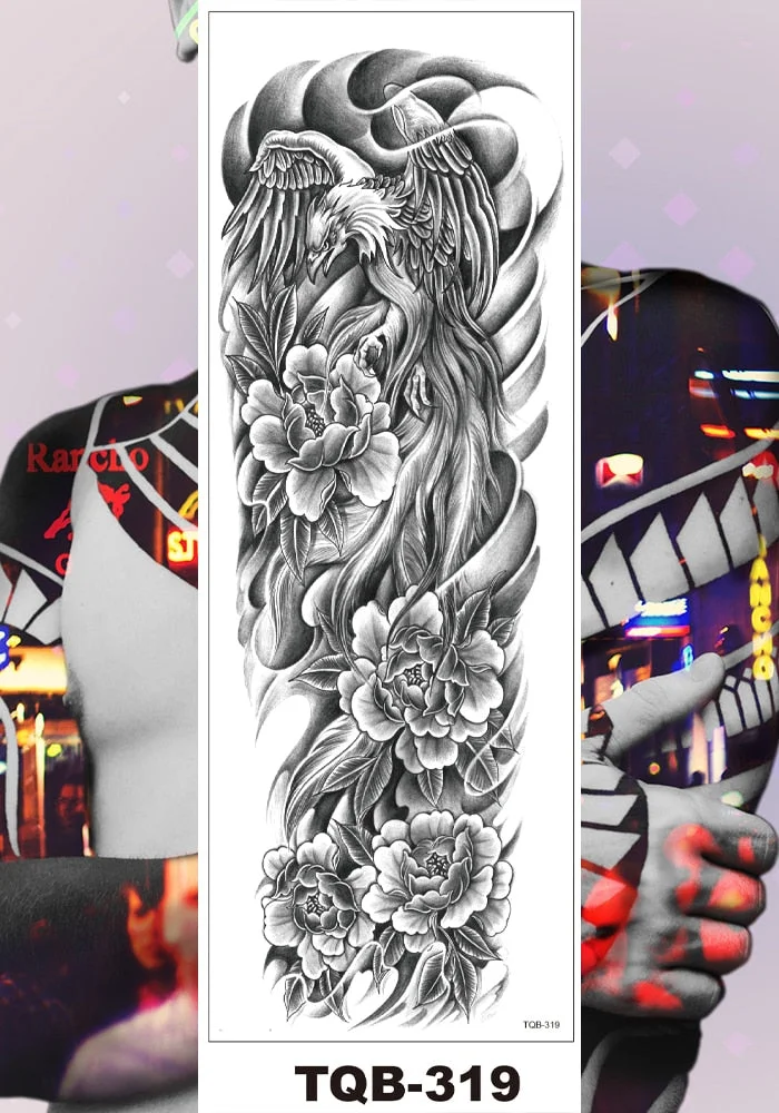 Full Arm Temporary Tattoo Sticker Man Woman Girls Body Leg Fake Tatoo Flowers Lily Butterfly Tattos Makeup Waterproof Hot Sale