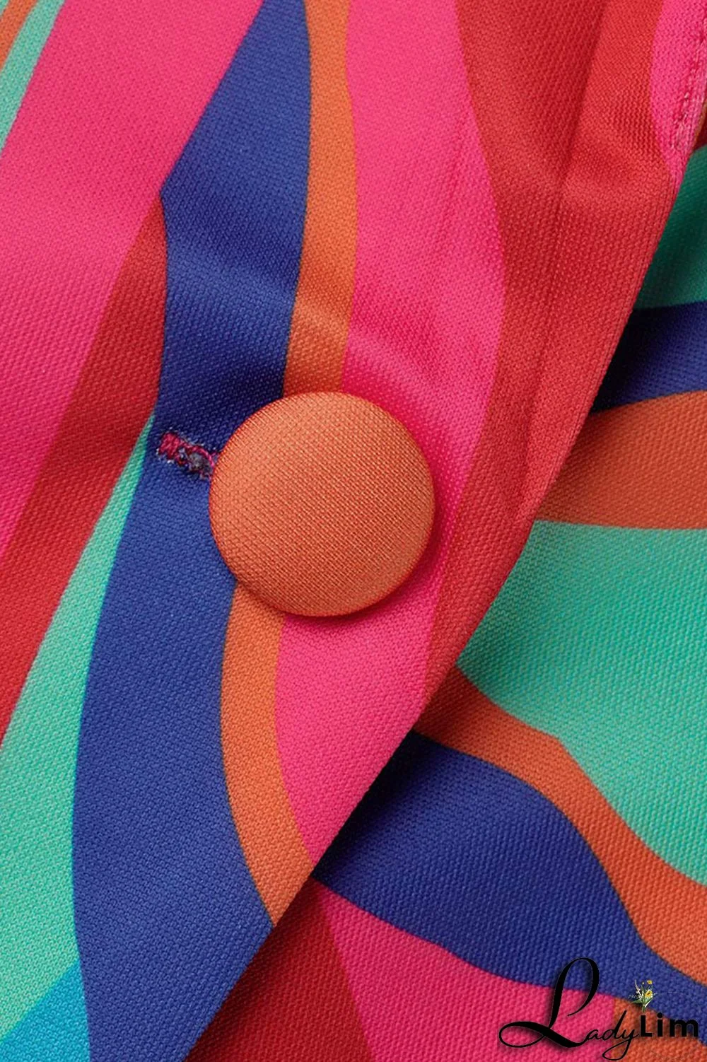 Camel Casual Print Patchwork Buttons Turn-back Collar Long Sleeve Two Pieces