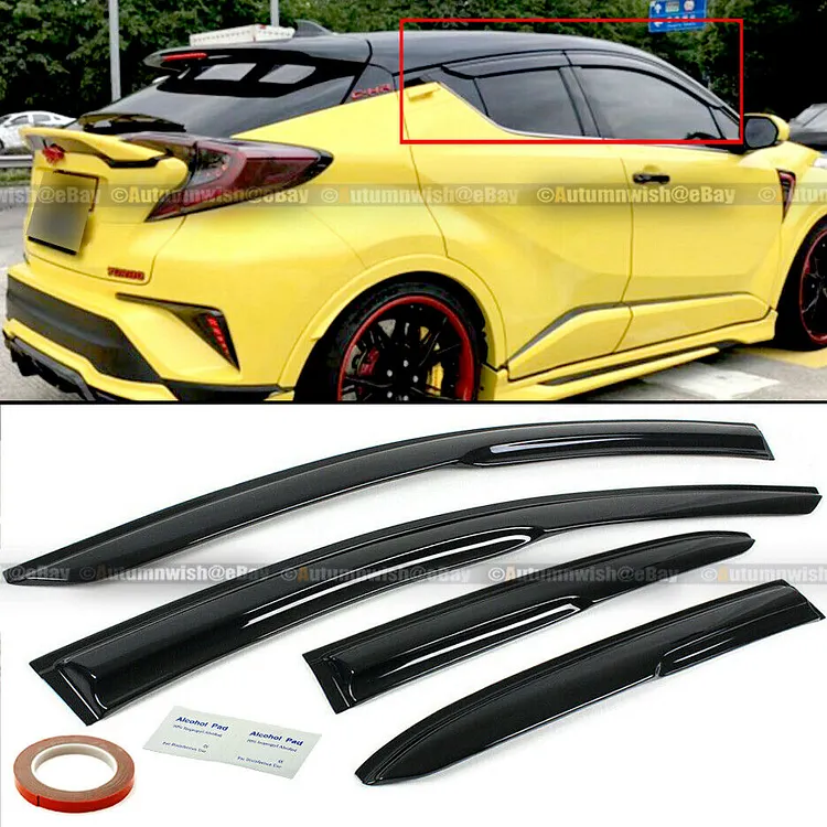 Silscvtt Window Vent Visors Shade Sun Rain Wind Guards Deflectors Cover Acrylic Outside Replacement for C-HR 2017-2020