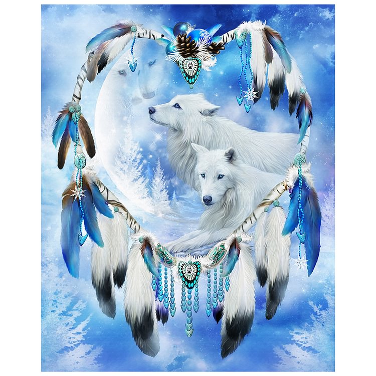 30*35cm Dream Catcher  Wolf Diamond  Painting