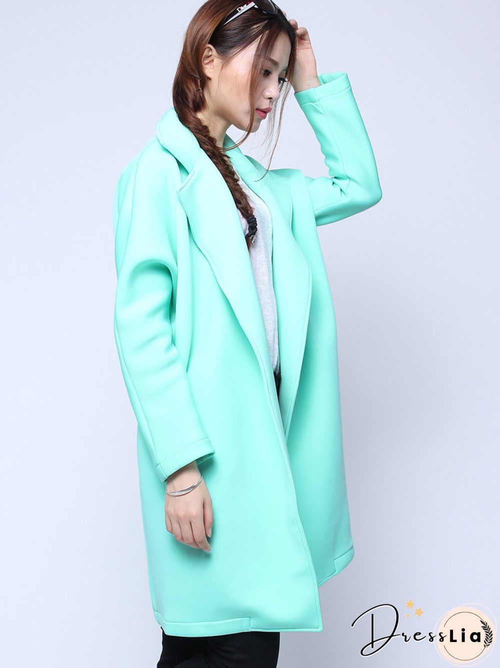 Space Cotton Outerwear Green Long Sleeve Cardigan Coat