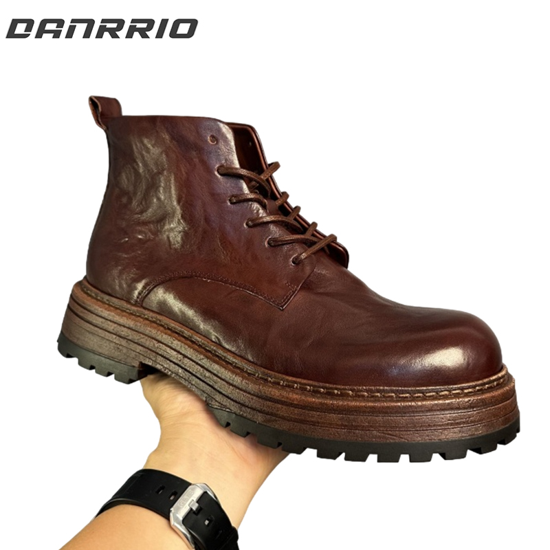 DANRRIO Handmade Retro High Tops Thick Soles British Style Horsehide Boot |Work Boot DANRRIO.COM DANRRIO