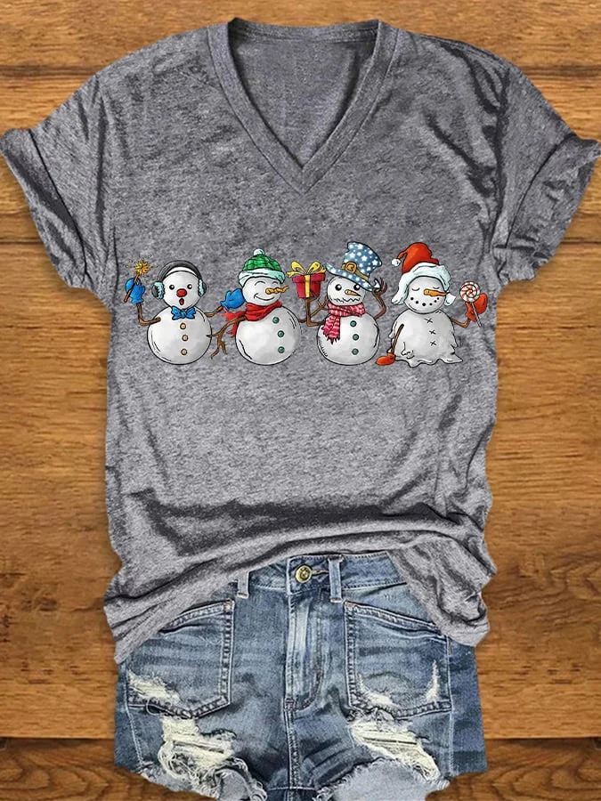 Women's   Snowman Print T-Shirt