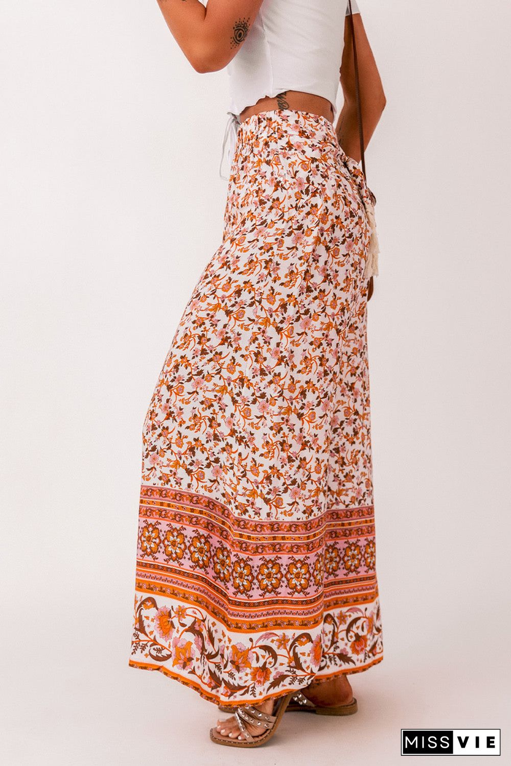 Boho Floral Wide Leg Palazzo Pants