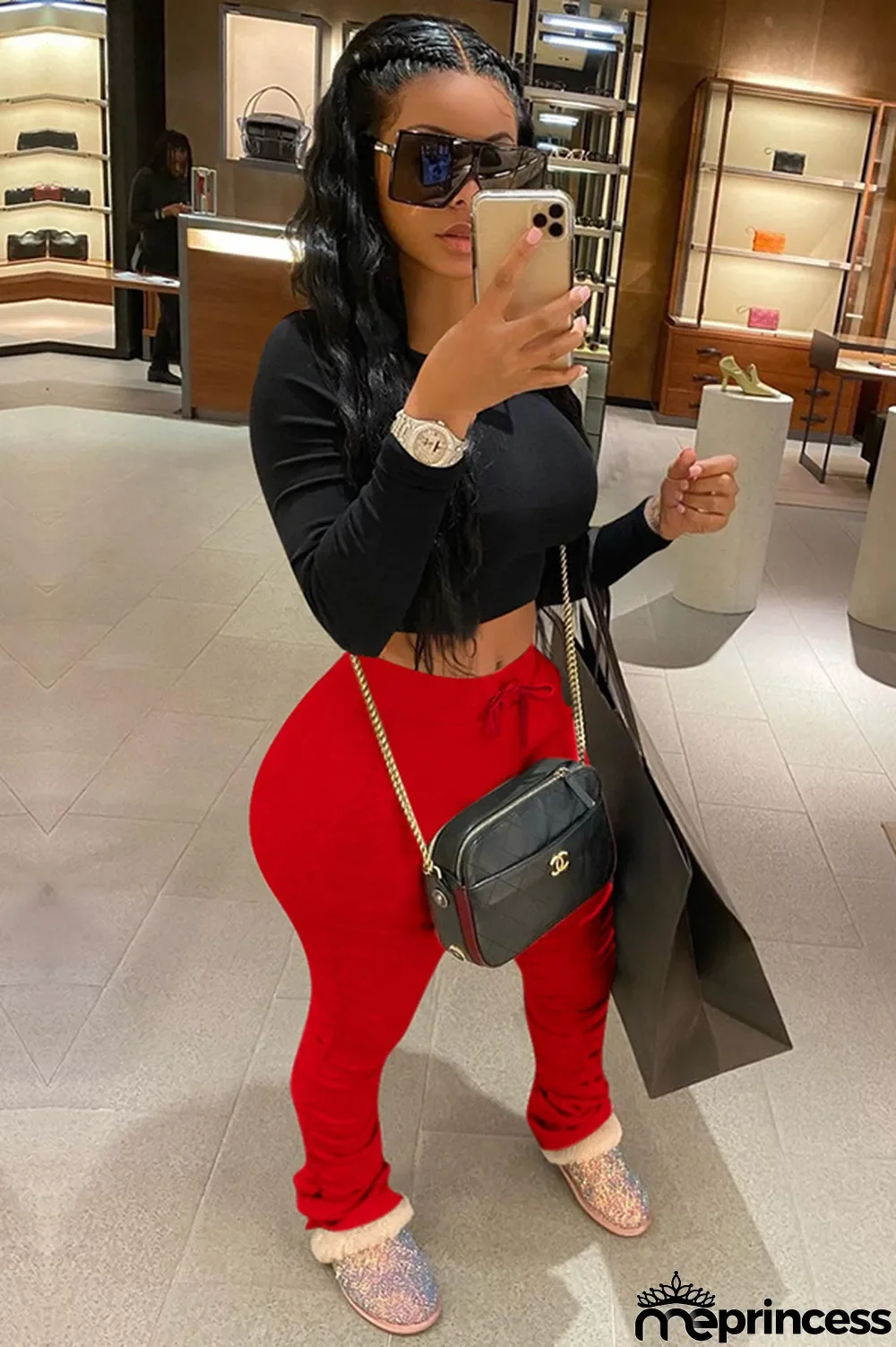 Cream white Polyester Elastic Fly Sleeveless Mid bandage Solid Patchwork pencil Pants