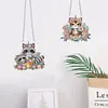 (US Local)2Pcs Special Shaped Tiger Raccoon Diamond Painting Hanging Decor Craft Kit