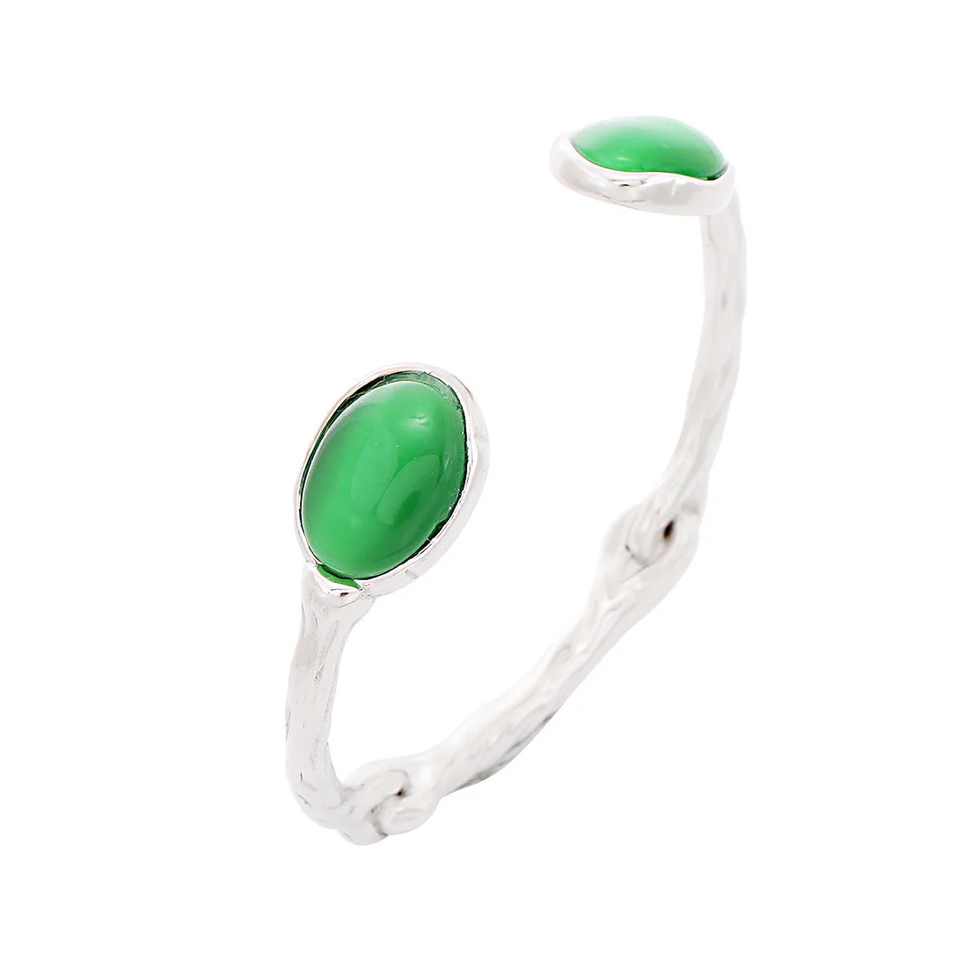 Vintage Temperament Oval Natural Stone Titanium Steel Bracelet