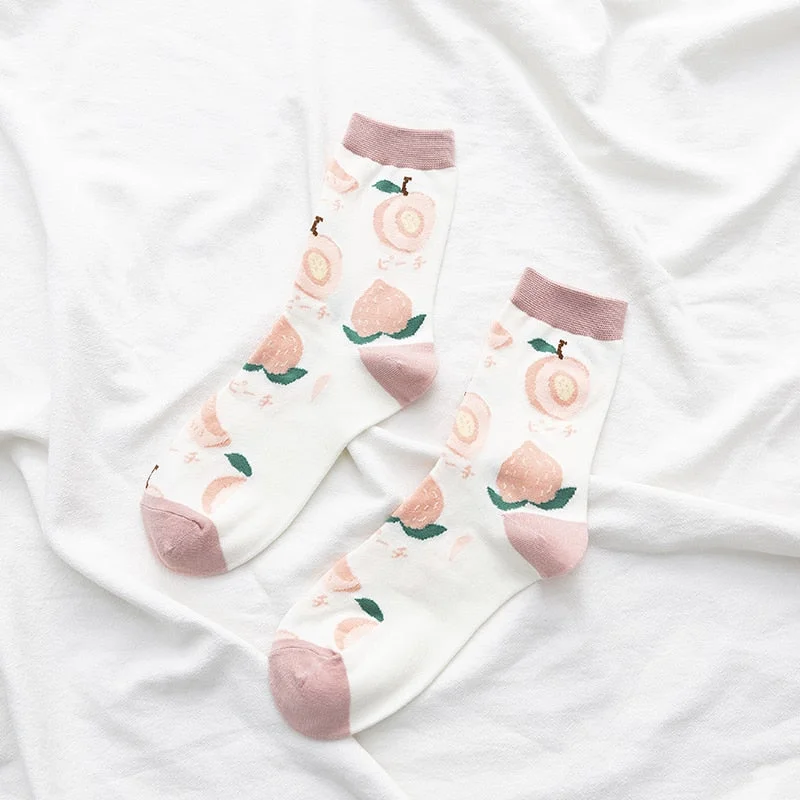 New Summer Cartoon Fruit Cotton Watermelon Lemon Strawberry Banana Avocado Women Korean Version of Socks Fashion Street Socks