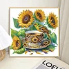 Sonnenblumen-Teetasse - speziell geformte Diamantmalerei - 30*30cm
