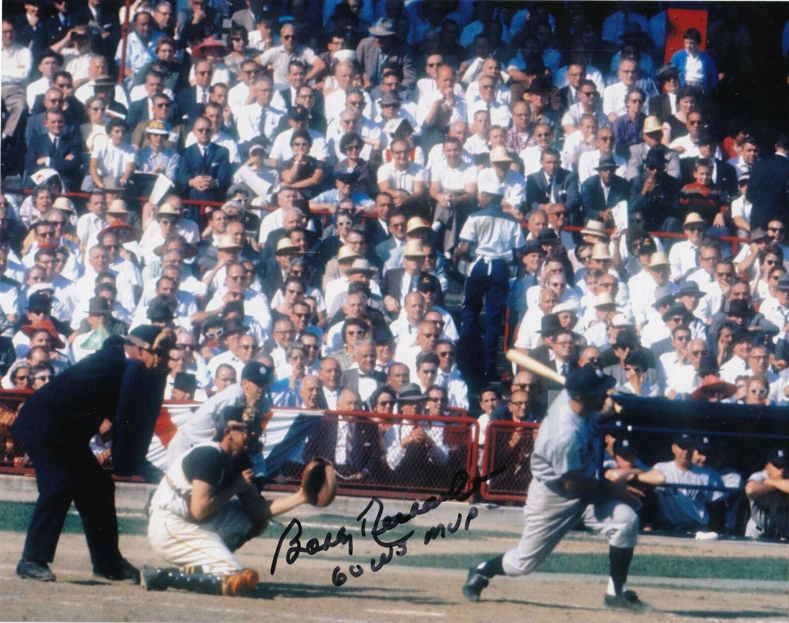 BOBBY RICHARDSON NEW YORK YANKEES 1960 WS MVP ACTION SIGNED 8x10