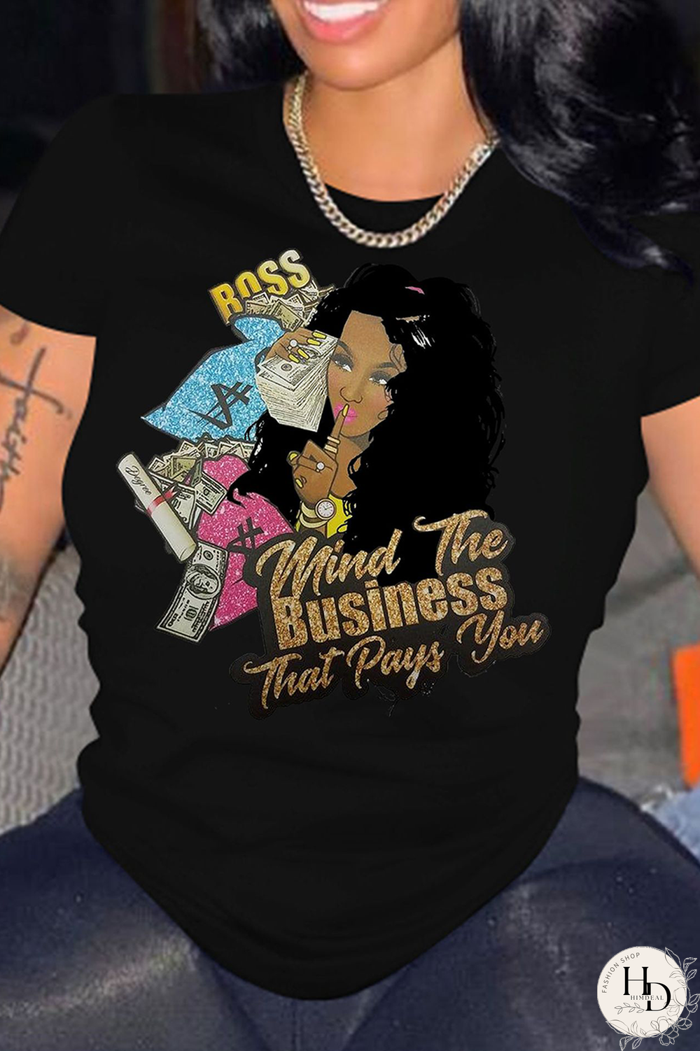 Tangerine Red Casual Print Split Joint O Neck T-Shirts