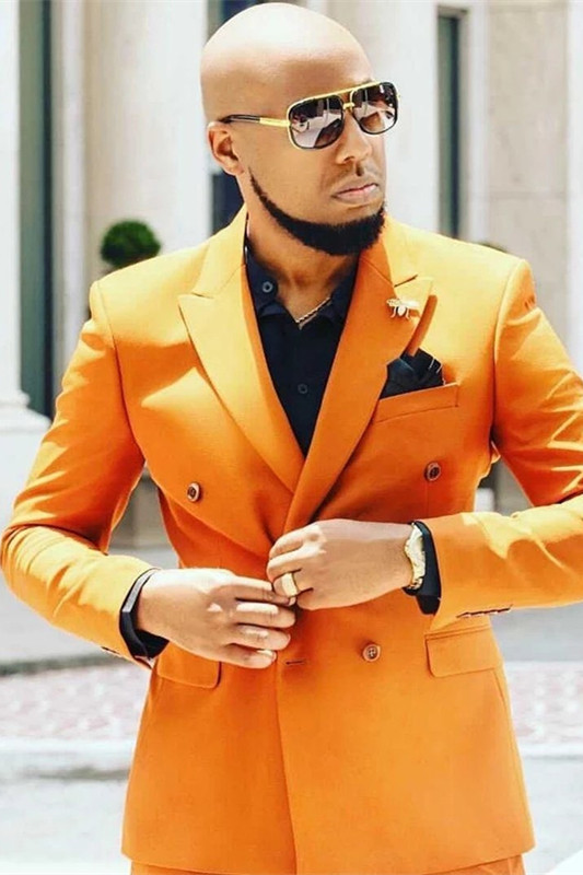 Bellasprom Glamor Best Prom Suits For Guys Orange With Peaked Lapel