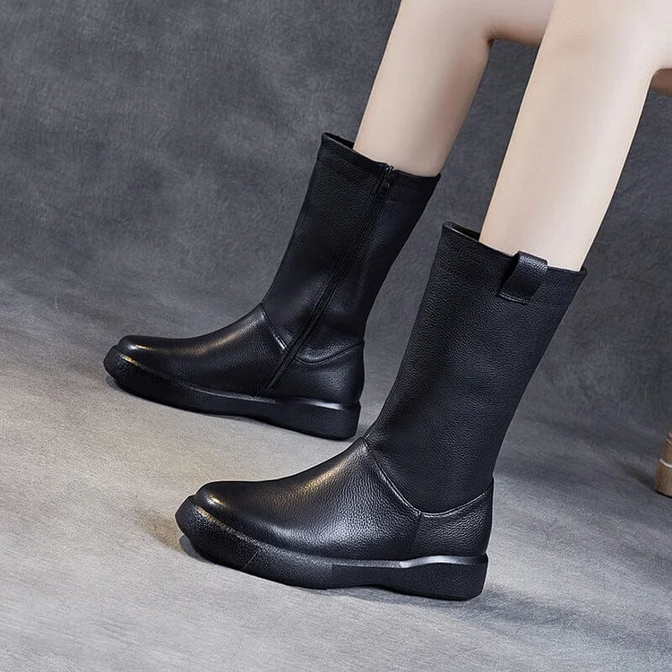 Women Solid Leather Boots