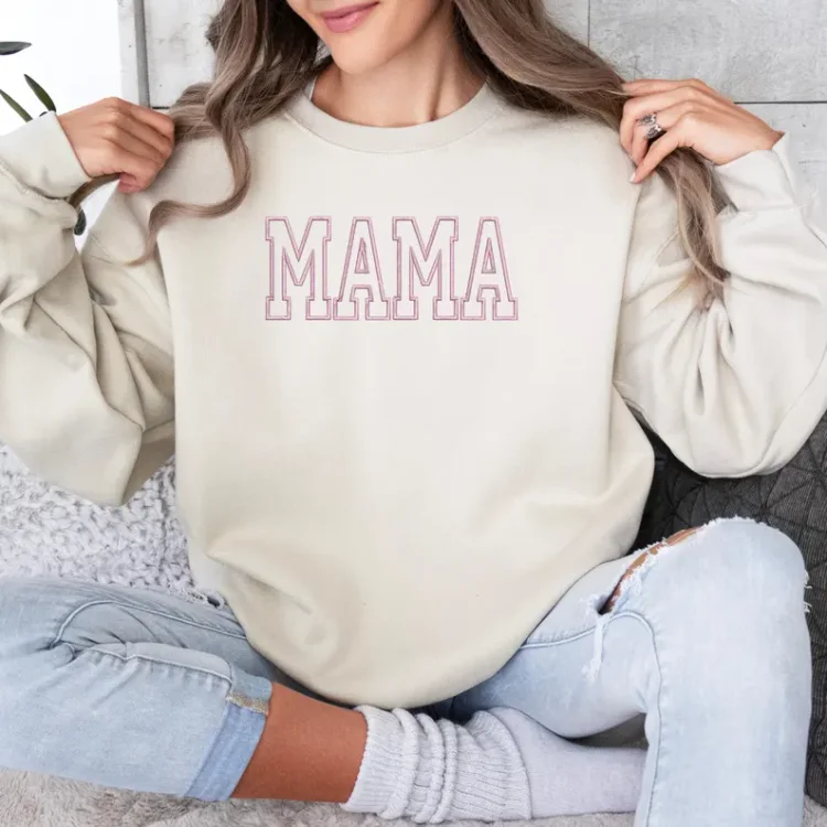 TOSCUSTOM™ Mom Embroidered Sweatshirts Personalized Mom Embroidery Hoodie