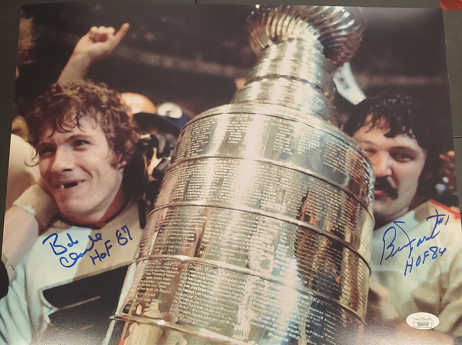 Autographed 11x14 BOBBY CLARKE & BERNIE PARENT Philadelphia Flyers Photo Poster painting JSA