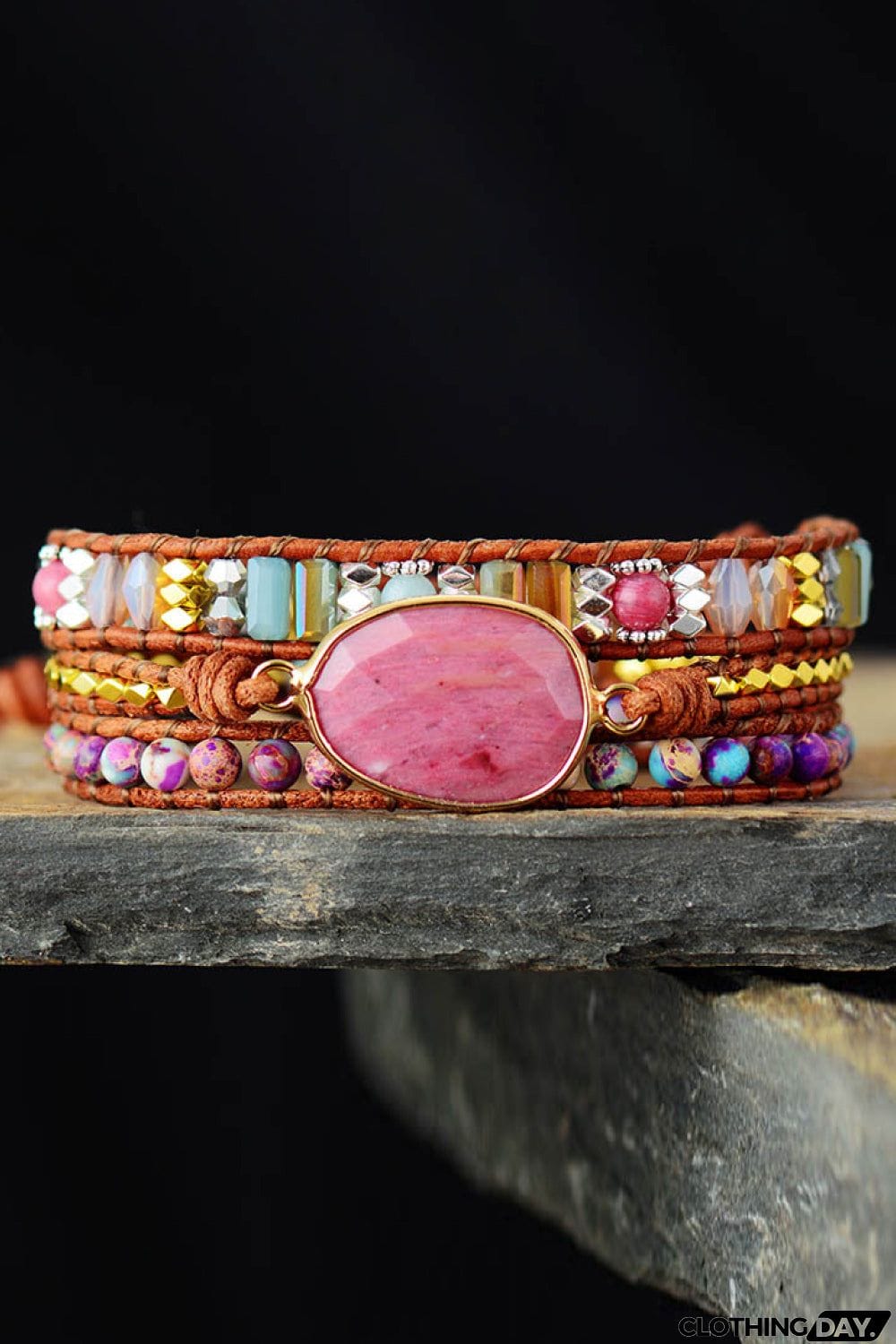 Handmade Crystal Beaded Natural Stone Bracelet