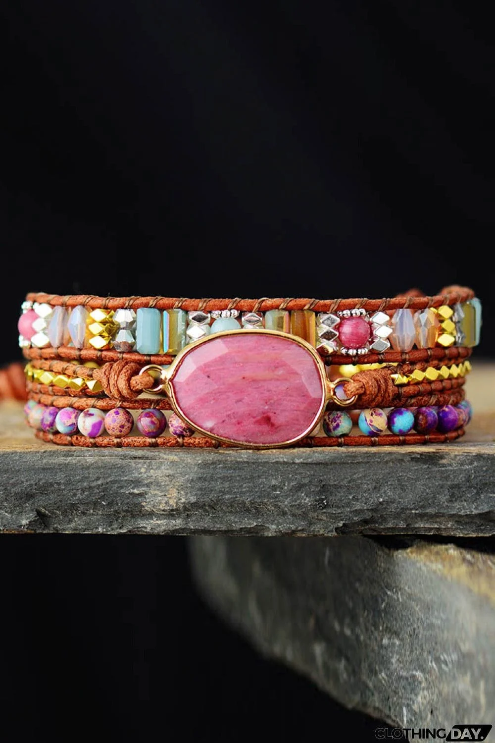 Handmade Crystal Beaded Natural Stone Bracelet