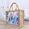 DIY Diamond Painting Linen Waterproof Handbag Shopping Storage Bag Totes Kit(with 2pcs diamond painting)