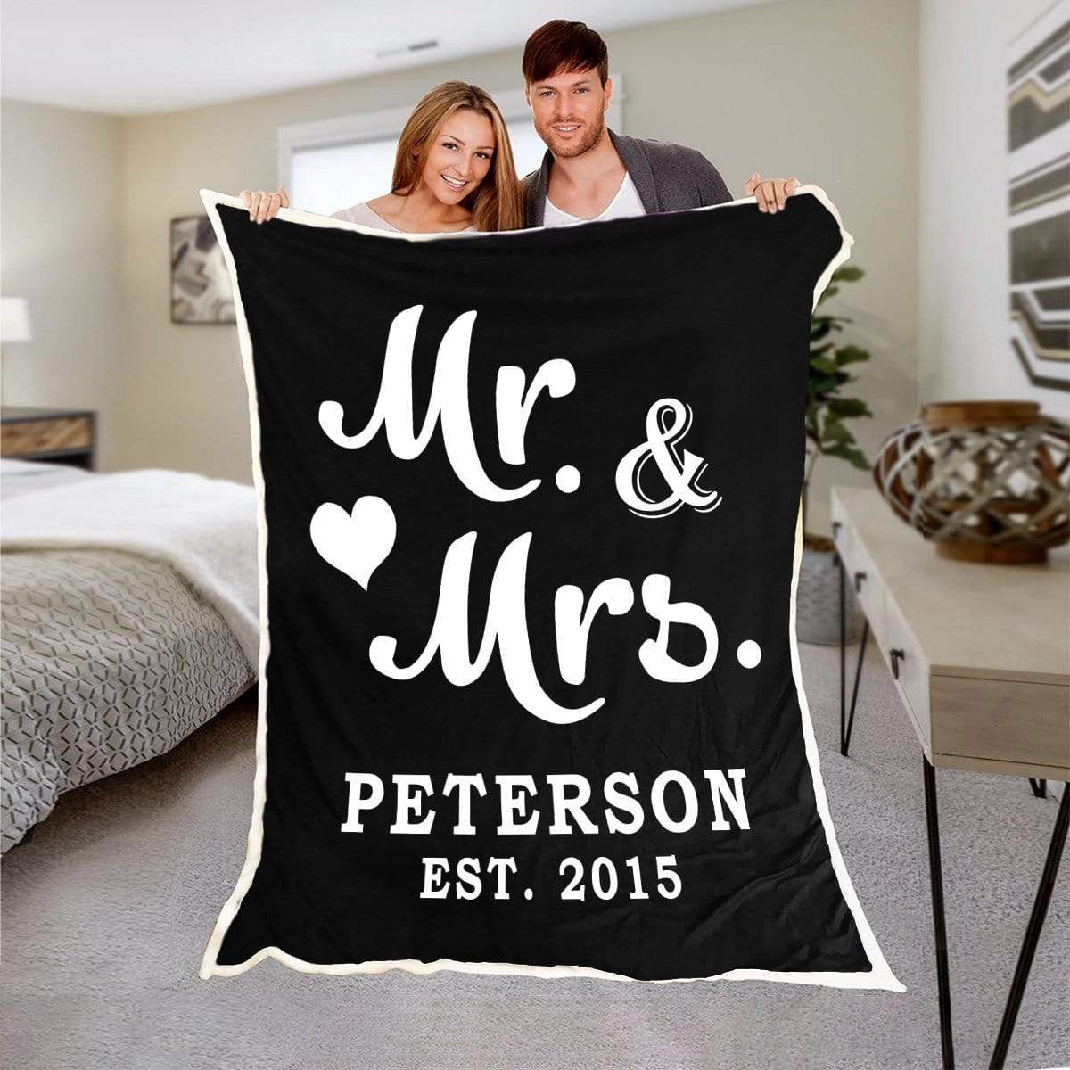 Loveyoufancy Personalized Mr And Mrs Blanket With Name And Wedding Year