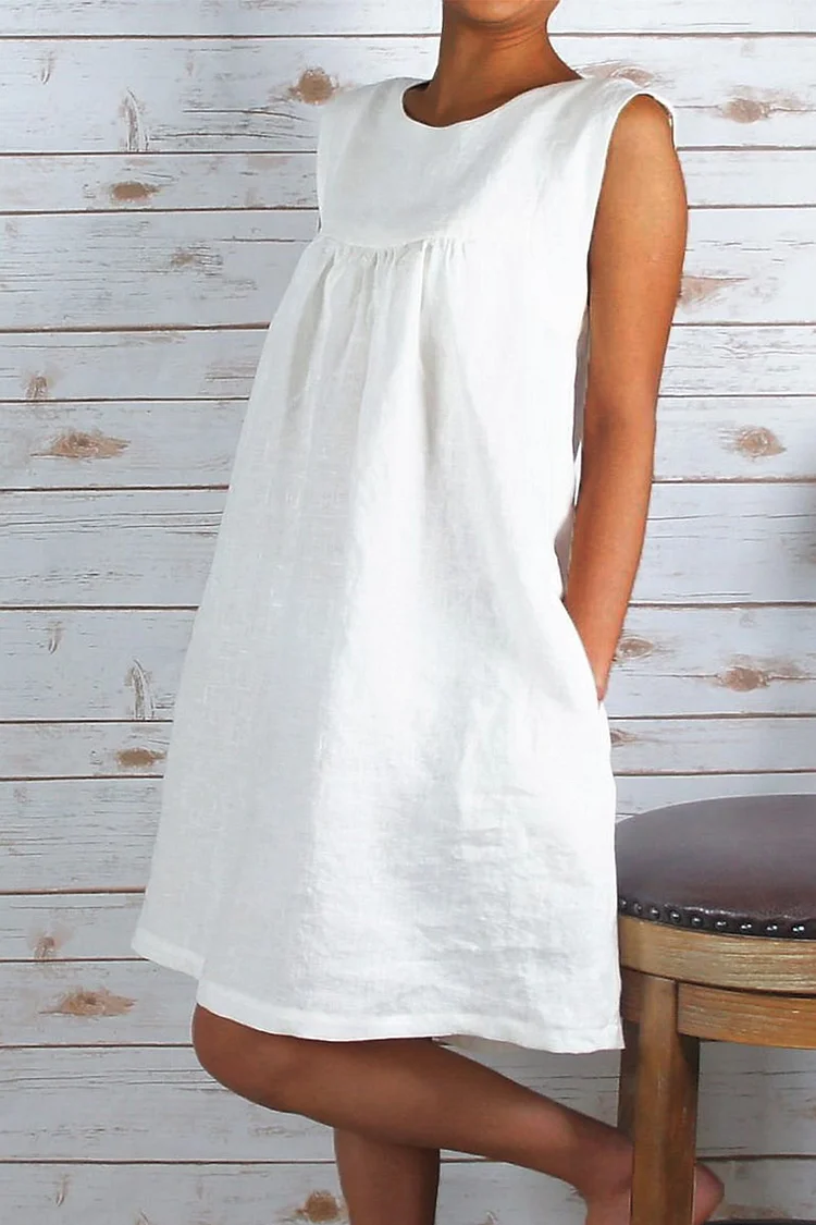 Washed Linen Midi Dress