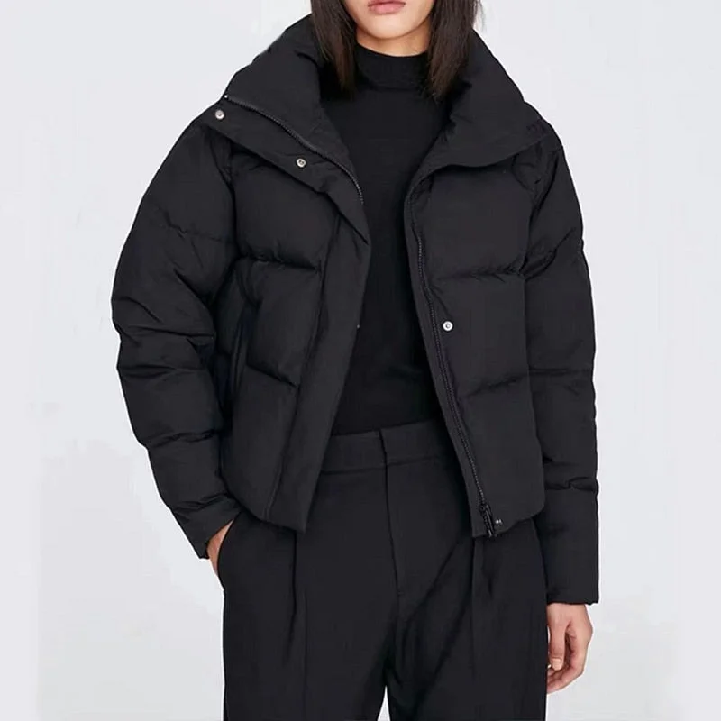 2021 New Autumn Winter Woman Warm Thick Parka Coat Casual Loose Long Sleeves Jacket Chic Khaki Zipper Female Outwear