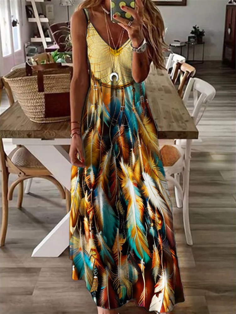 Western Dream Catcher Inspired Cami Maxi Dress