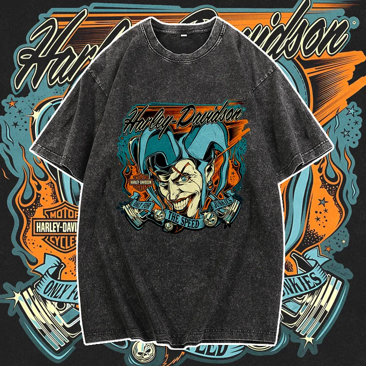 Davidhawaii100% Cotton Casual Motorcycle Clown Street T-Shirt - 100% Cotton