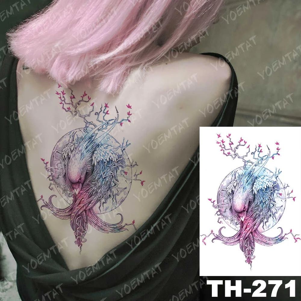 Sdrawing Geometric Rose Fox Wolf Waterproof Temporary Tattoo Sticker Swan Elk Animals Flash Tattoos Body Art Fake tatoo