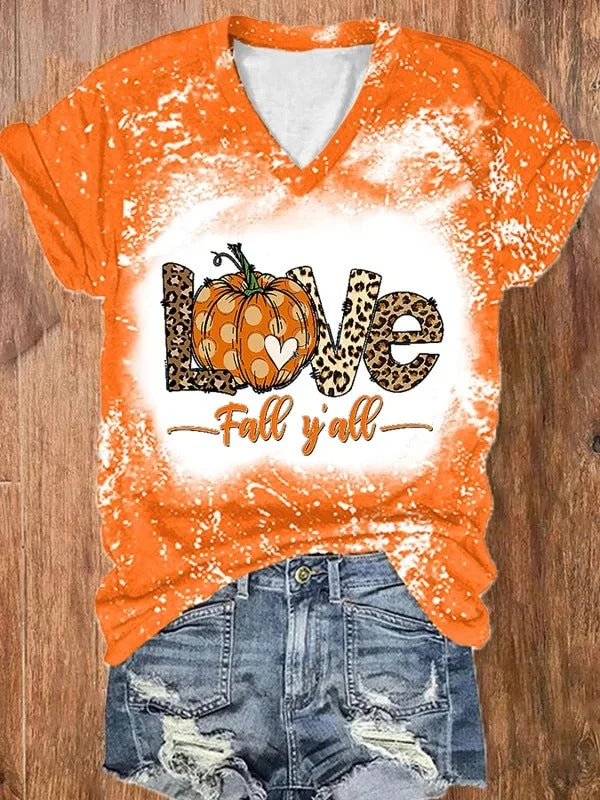 Women's IT'S FALL Y'ALL Print V-Neck T-Shirt