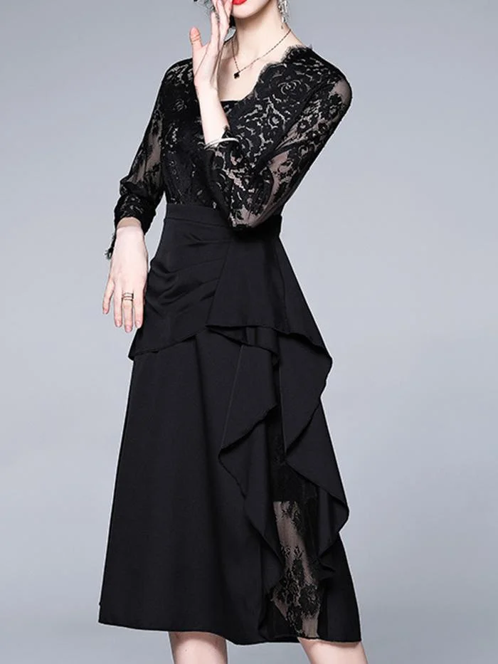 Fashion Lace Mid-length Dress