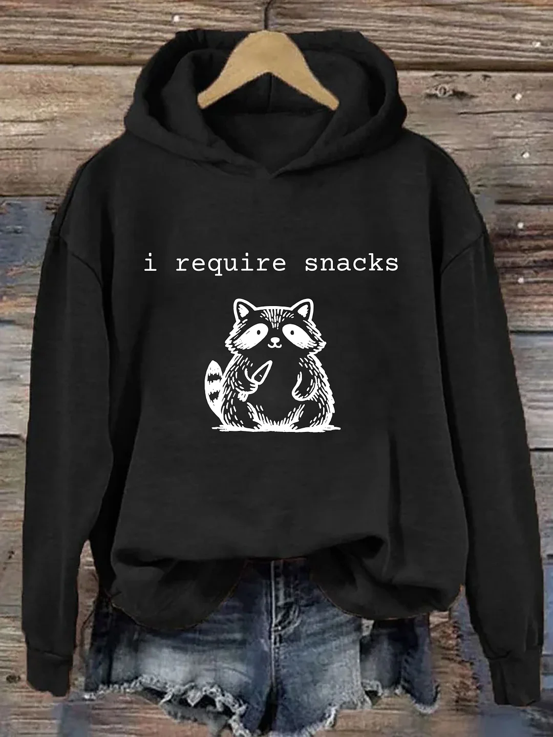 I Require Snacks Raccoon Hoodie