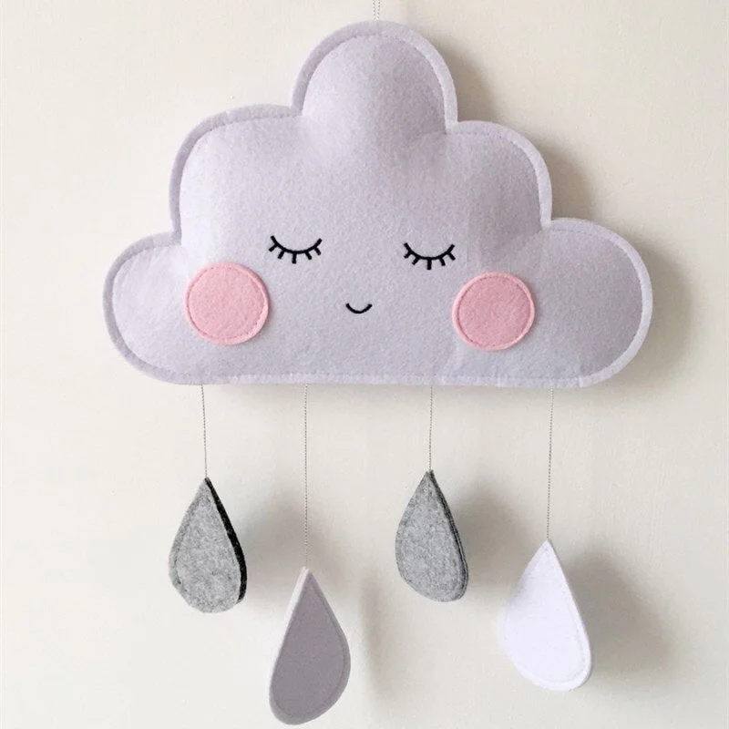 Ins Felt Cloud Raindrop Pendant Wall Hanging Ornaments Nordic Style  Kids Room Decorations Baby Tent Nursery Decor Photo Props