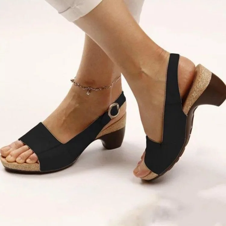 Women's Elegant Low Chunky Heel Comfy Sandals