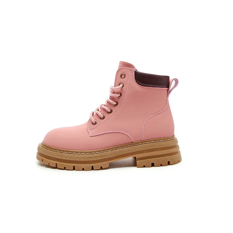 Ladies Leather Platform Boots Radinnoo.com